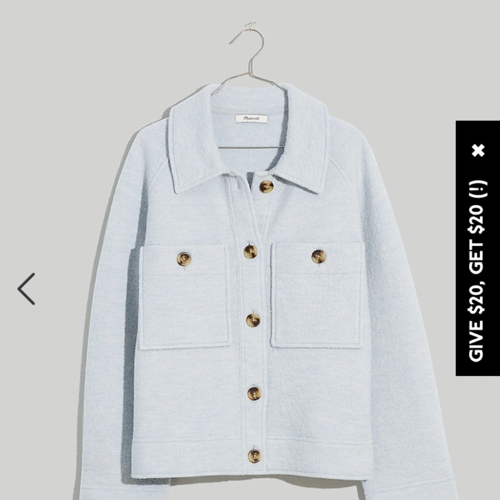 Madewell Wool Crop Sweater Shirt Jacket